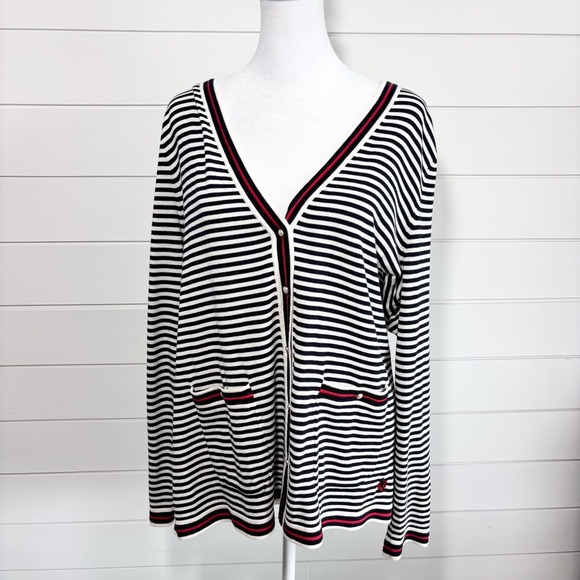 Talbots O, THE OPRAH MAGAZINE COLLECTION EMBROIDERED STRIPE CARDIGAN Size‎ XLP - Picture 2 of 12